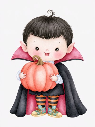 Cute Vampire Child Halloween Print. poster