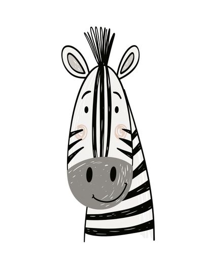 Cute Zebra Line Art Poster. poster print