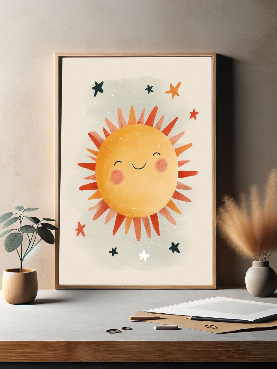 Smiling Sun Nursery Print. — room view 2