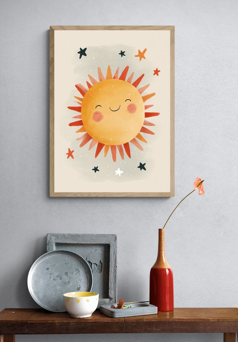 Smiling Sun Nursery Print. — room view 3