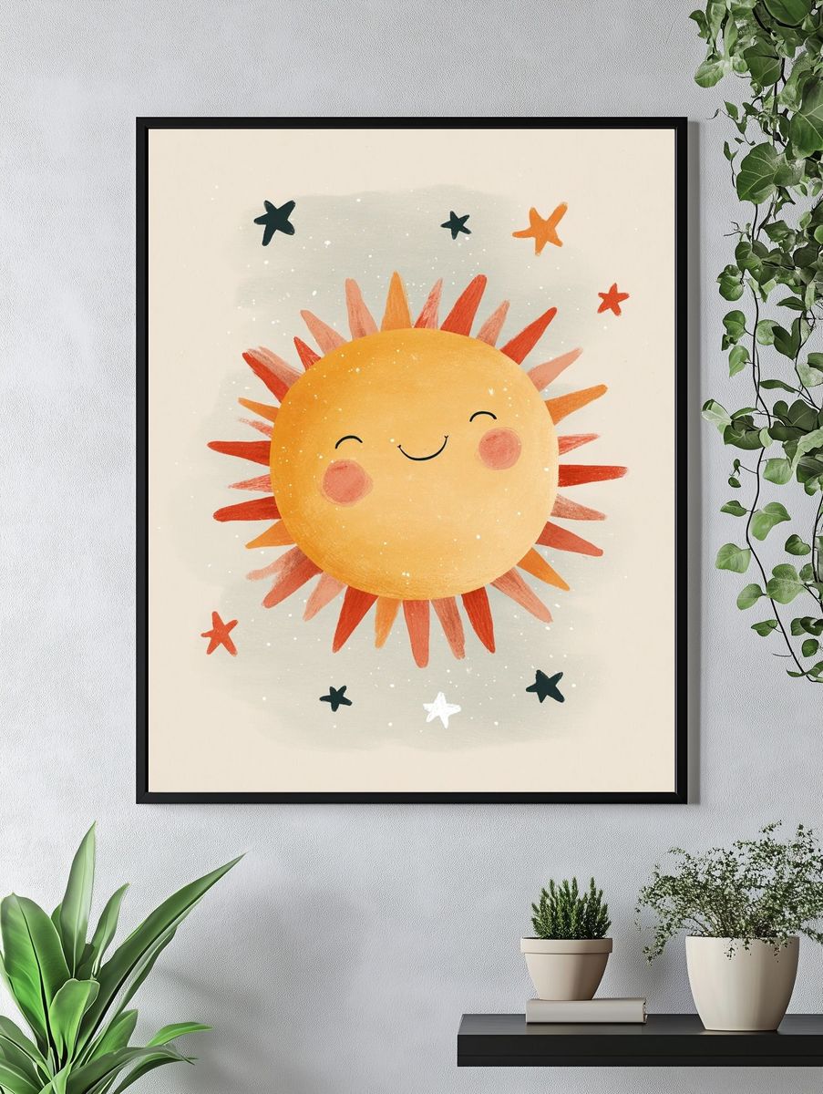 Smiling Sun Nursery Print. — room view 4