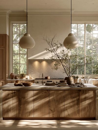 Sunlit Neutral Kitchen Interior Print.