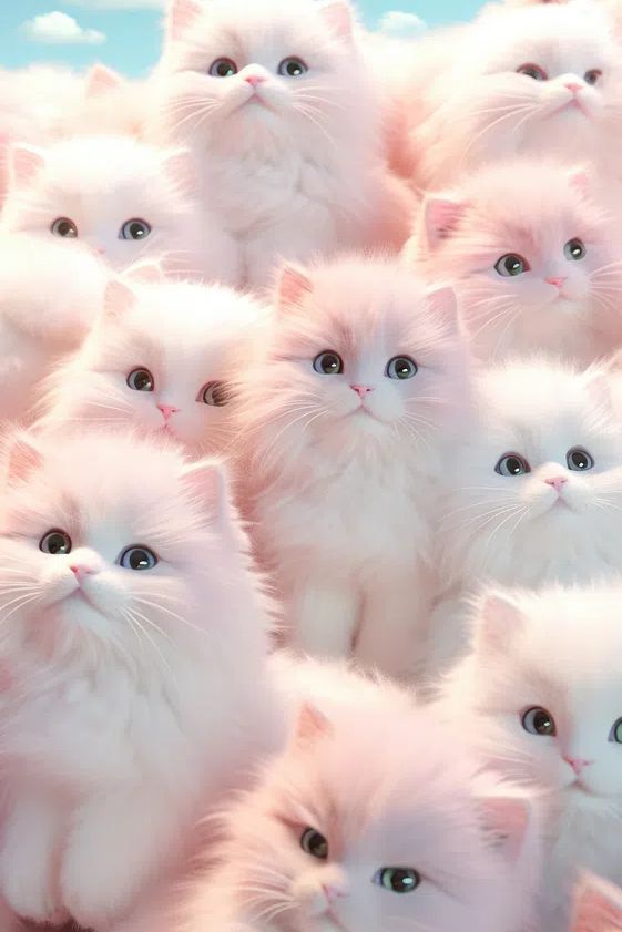 Fluffy Kittens — Cute Illustration Print. poster detail