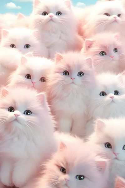 Fluffy Kittens — Cute Illustration Print. poster