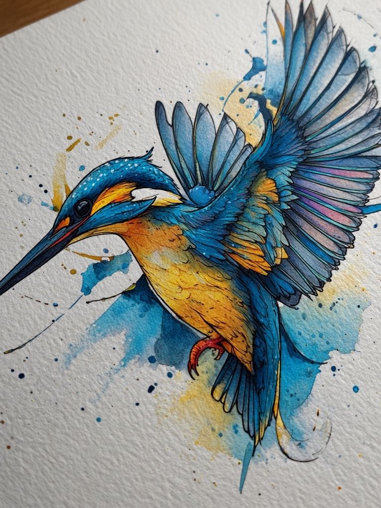 Kingfisher Watercolor Poster. poster detail