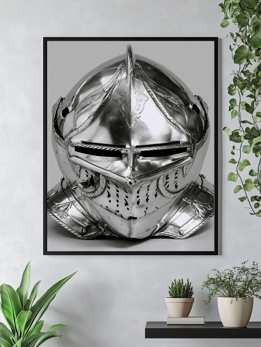 Medieval Knight Helmet Photography Poster. — room view 4
