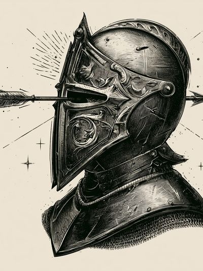 Knight Helmet Ink Illustration Poster. poster
