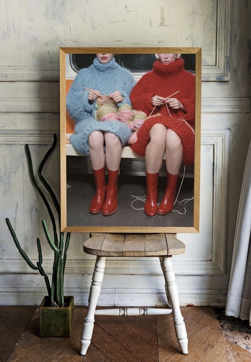 Knitting in the Subway — Vintage Print room preview