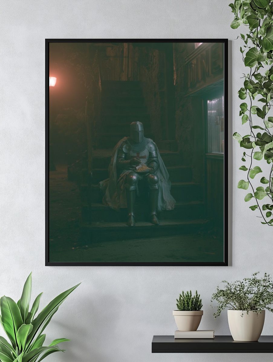 Knight in Alley Photography Poster. — room view 4