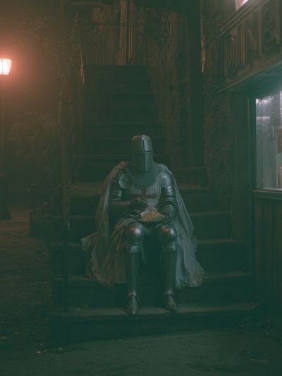Knight in Alley Photography Poster.