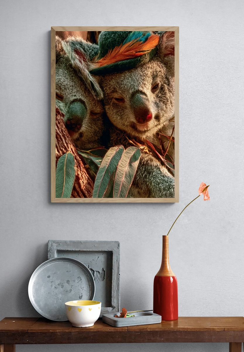 Koala Family Illustration Poster. — room view 3