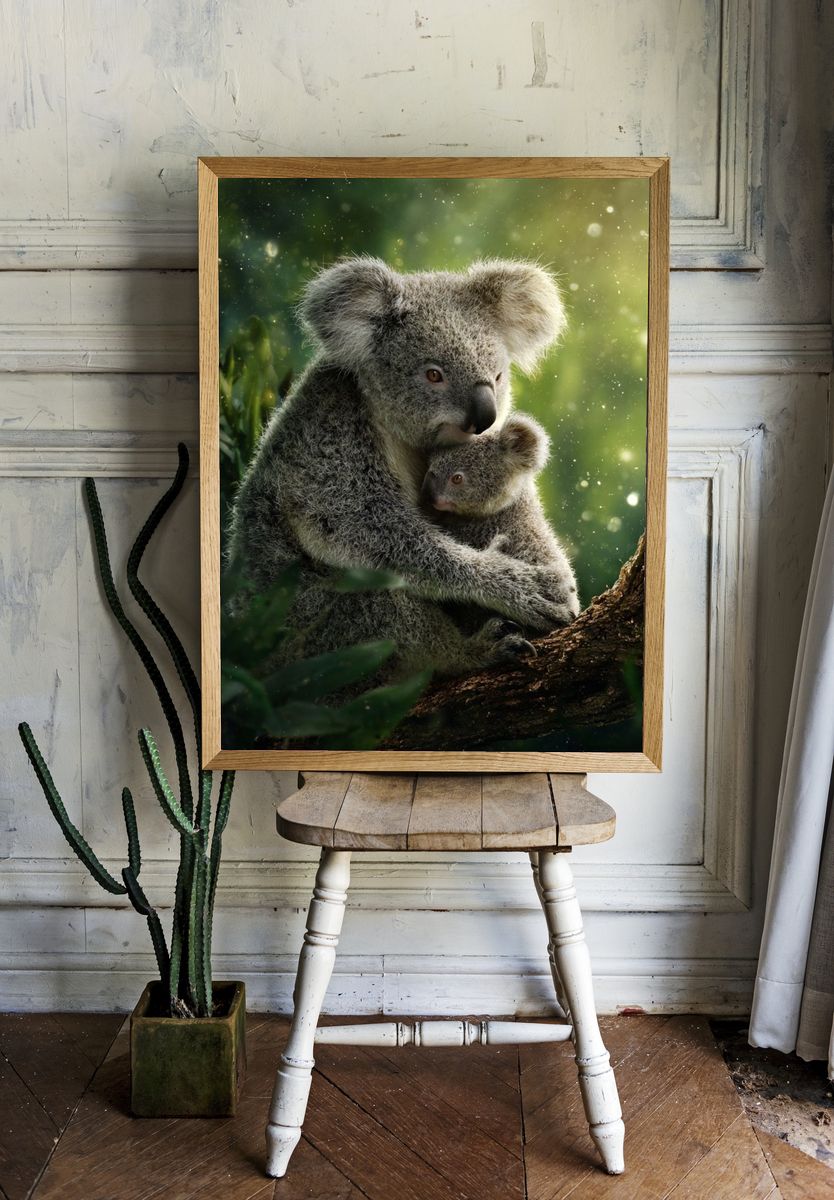 Koala Mother and Joey Nature Poster. — room view 1