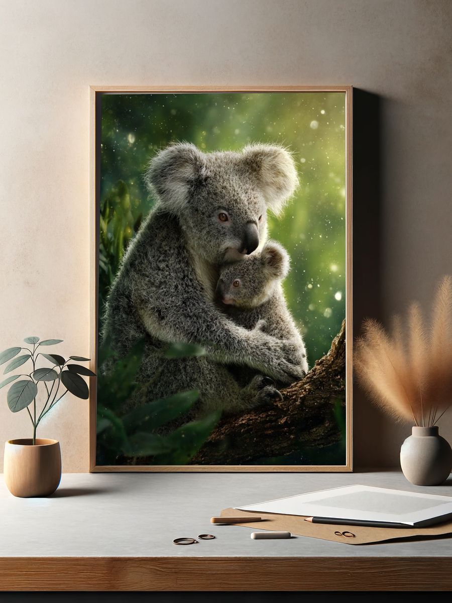 Koala Mother and Joey Nature Poster. — room view 2