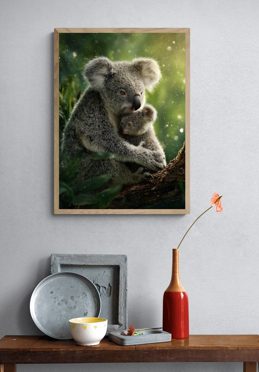 Koala Mother and Joey Nature Poster. — room view 3