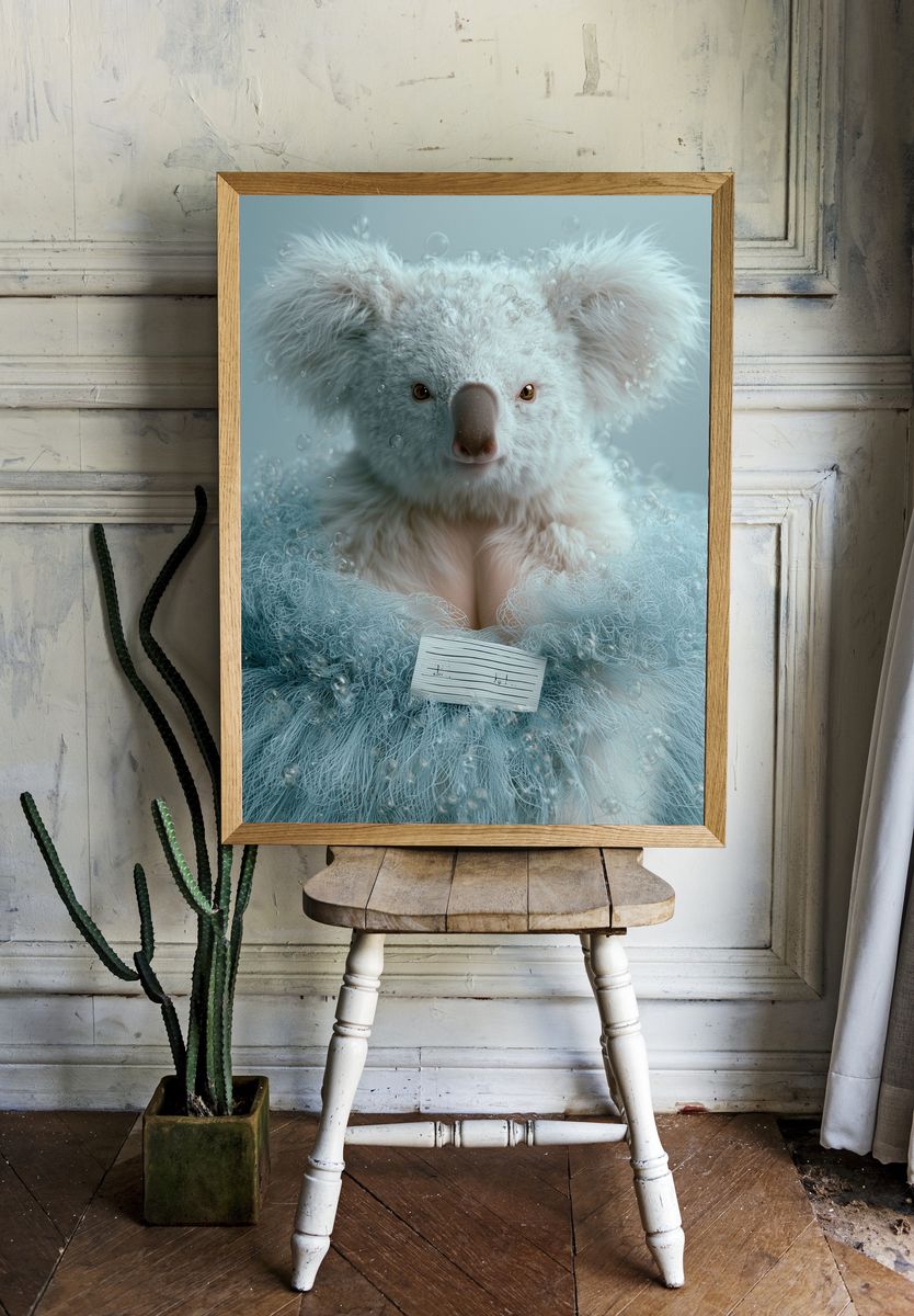 Dreamy Koala Portrait Print. room preview