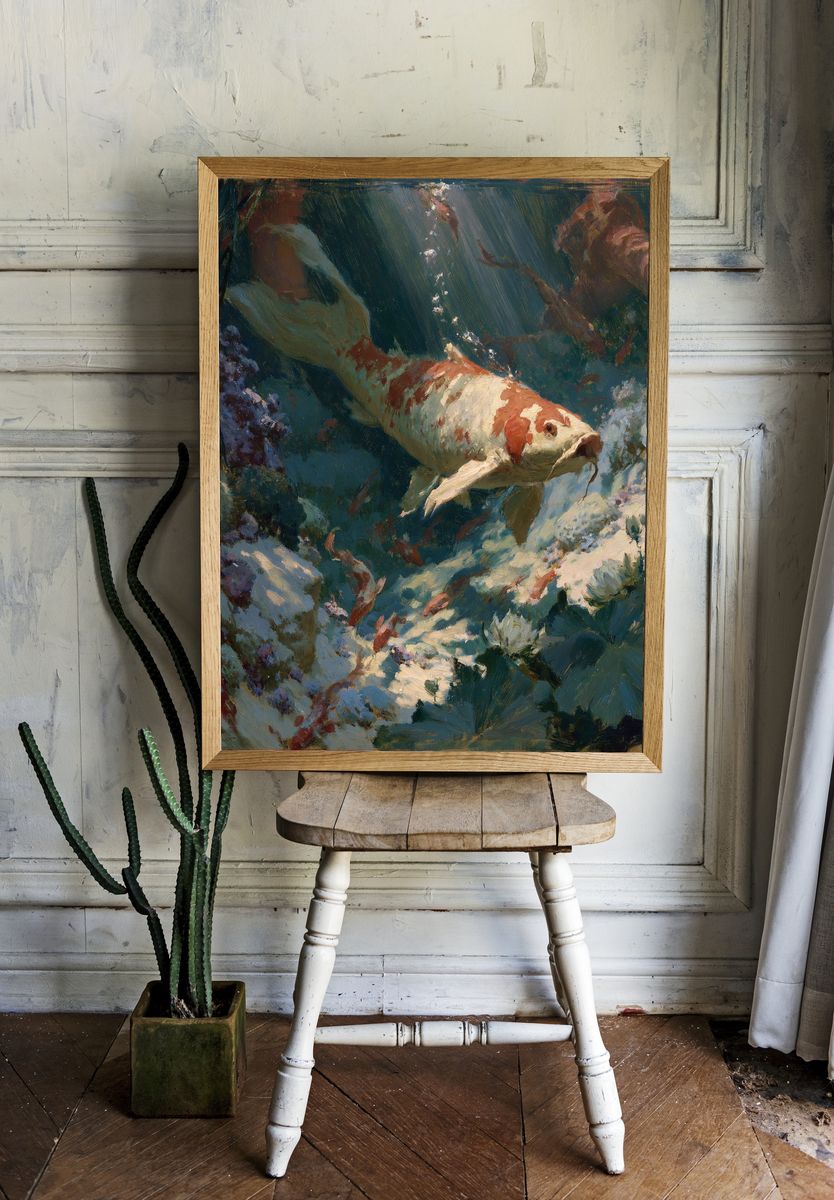 Koi Fish Underwater Fine-Art Print. room preview