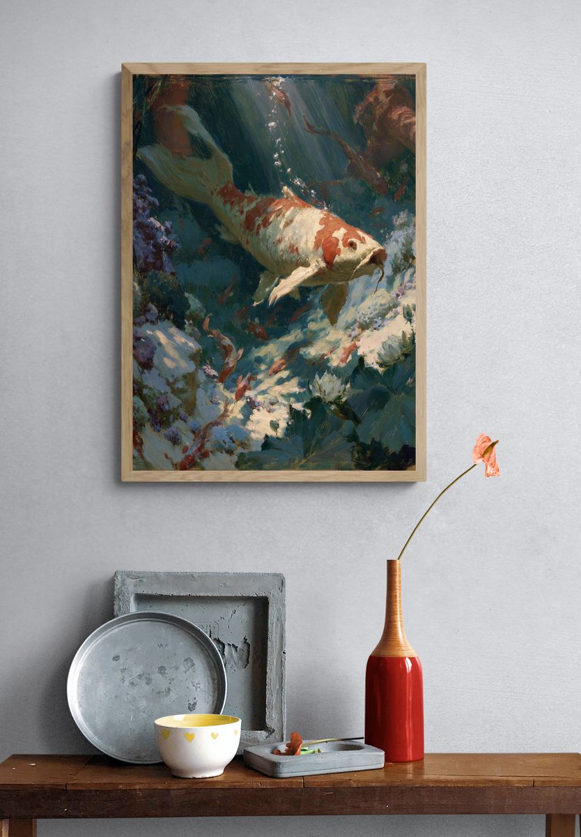 Koi Fish Underwater Fine-Art Print. — room view 3