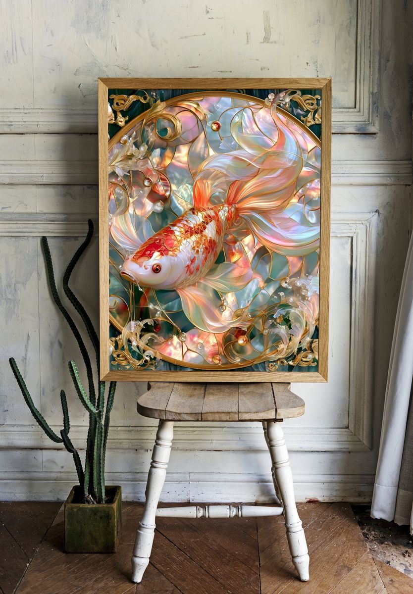 Koi Elegance Illustration Poster. room preview