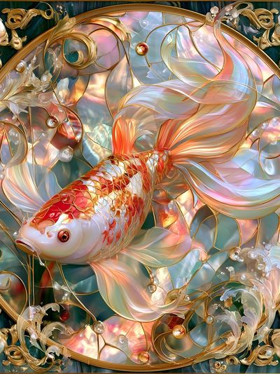 Koi Elegance Illustration Poster.