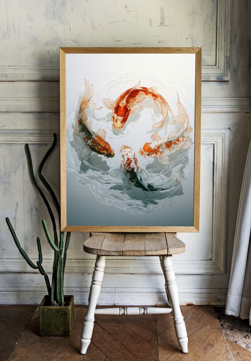 Koi Circle Illustration Poster. room preview