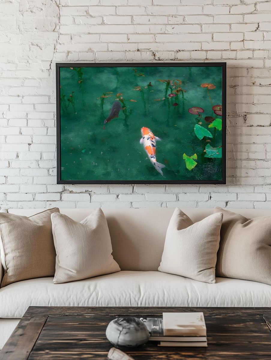 Desktop wallpaper Koi fish, aesthetic. — room view 1