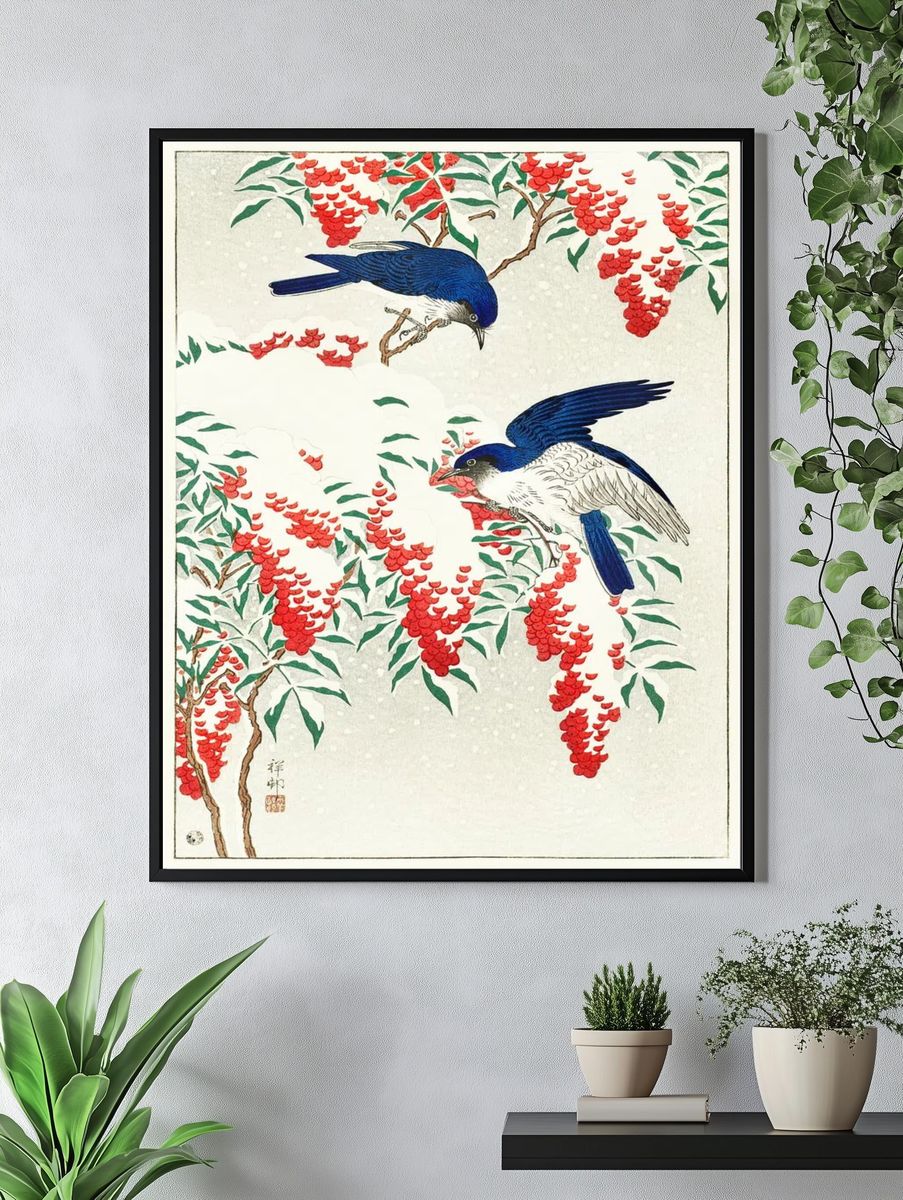Flycatchers nandina bush. — room view 4