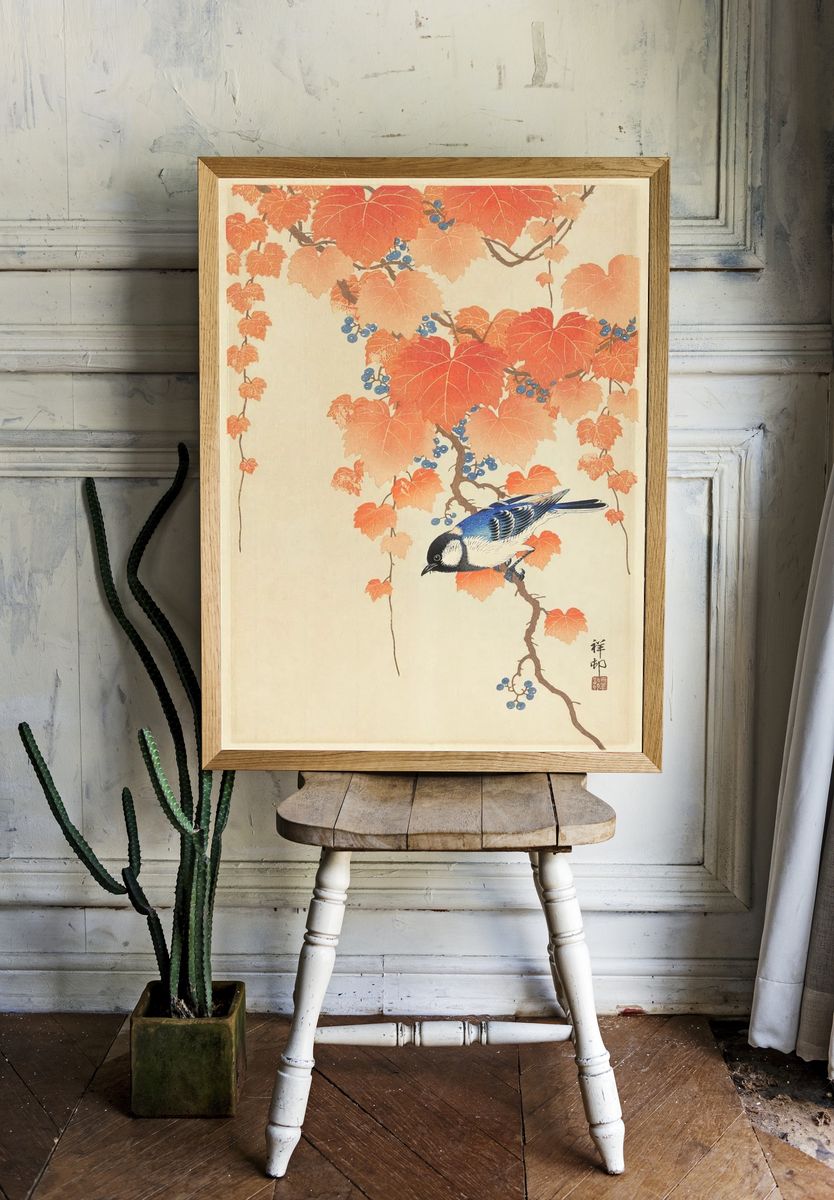 Great tit paulownia branch. — room view 1