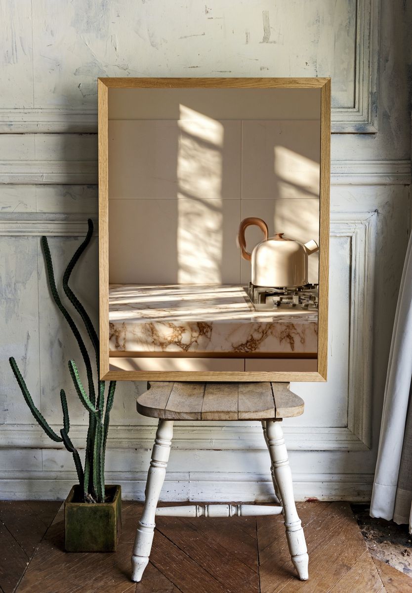 Sunlit Marble Kitchen Still Life Print. — room view 1