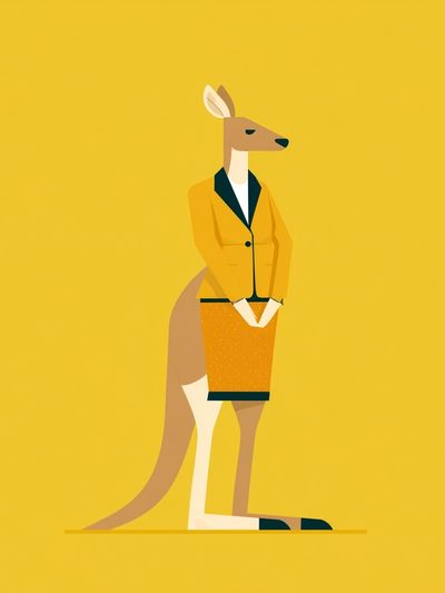 Kangaroo in Suit Illustration Poster. poster