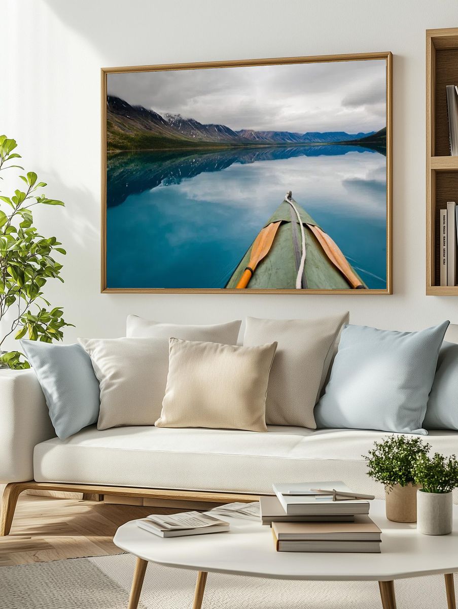 Kayaking on a Serene Lake Poster. — room view 2