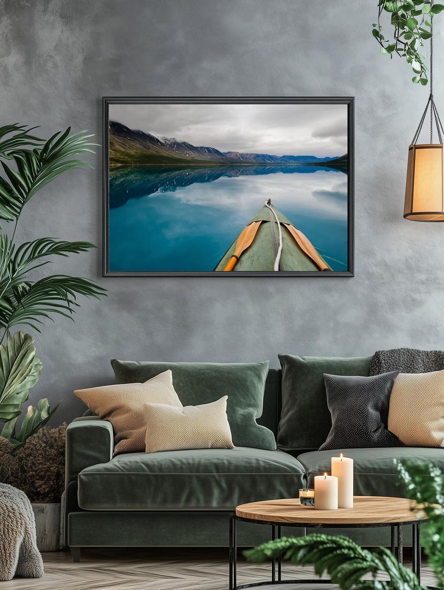 Kayaking on a Serene Lake Poster. — room view 4