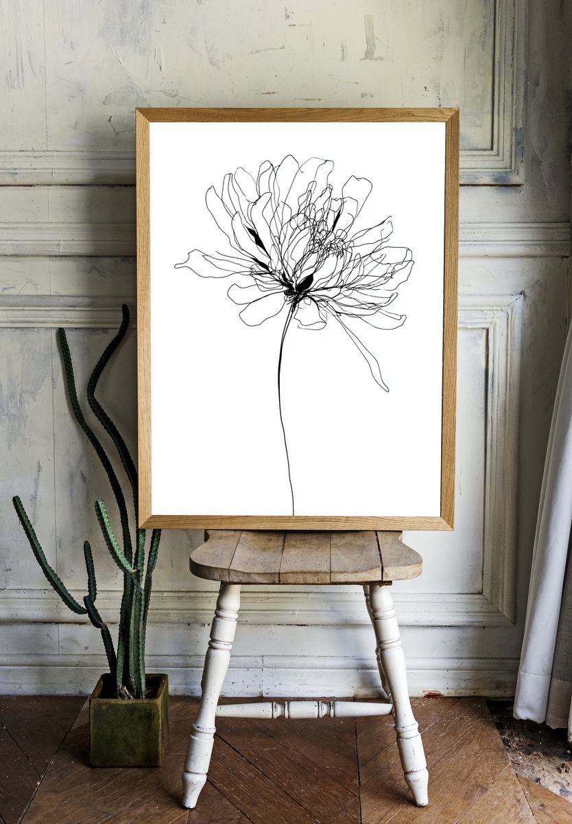 Line Art Flower Poster room preview