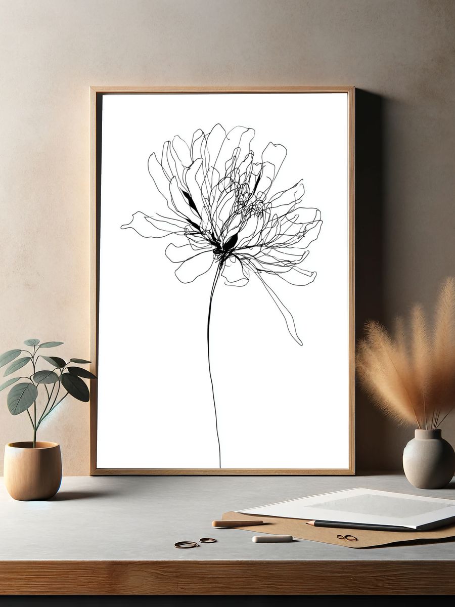 Line Art Flower Poster. — room view 2