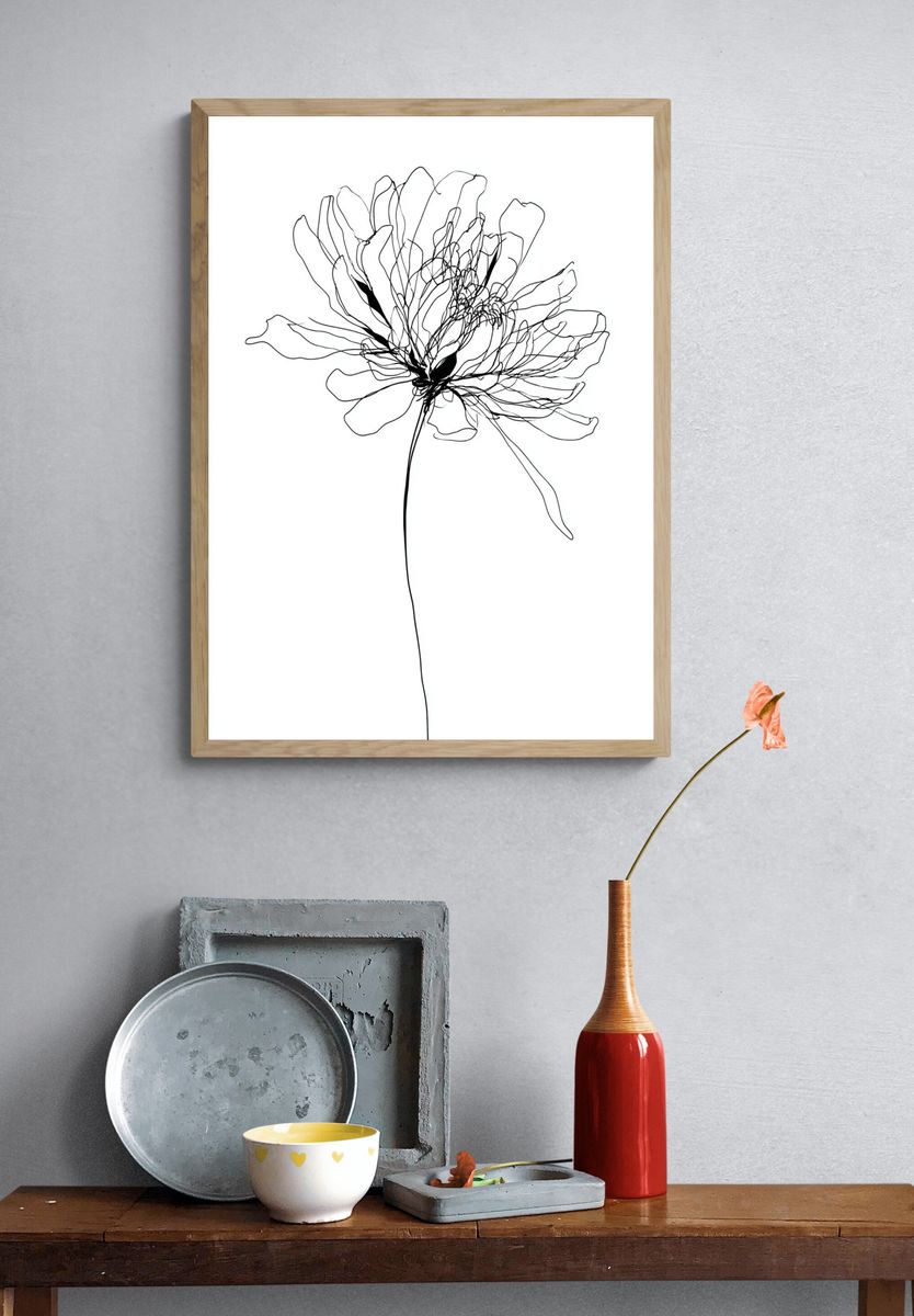Line Art Flower Poster. — room view 3