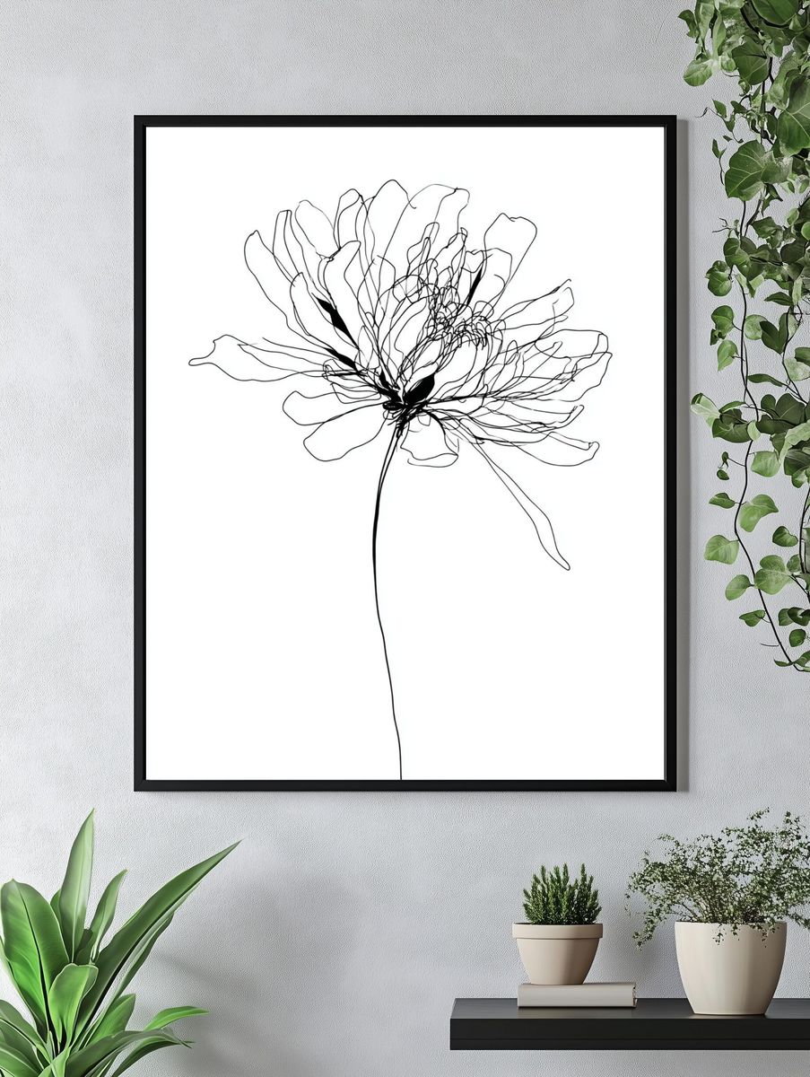 Line Art Flower Poster. — room view 4