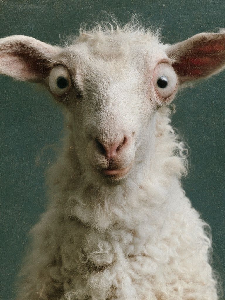 Curious Lamb Portrait Print. poster detail
