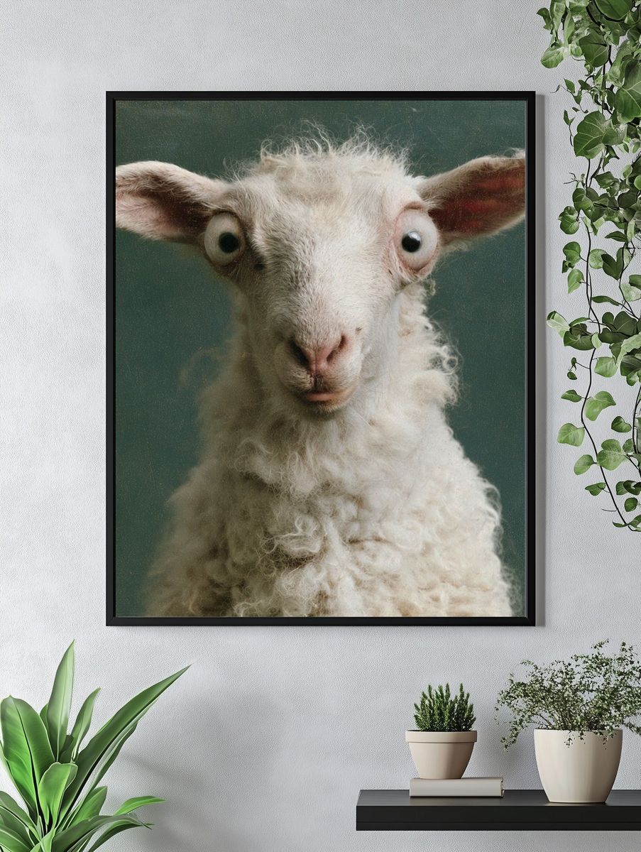 Curious Lamb Portrait Print. — room view 4