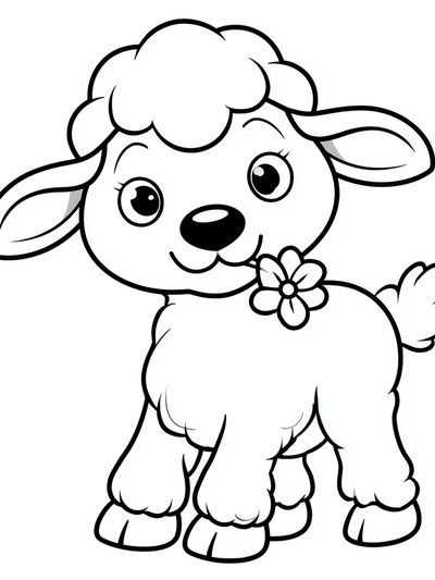 Cute Lamb Cartoon Print.