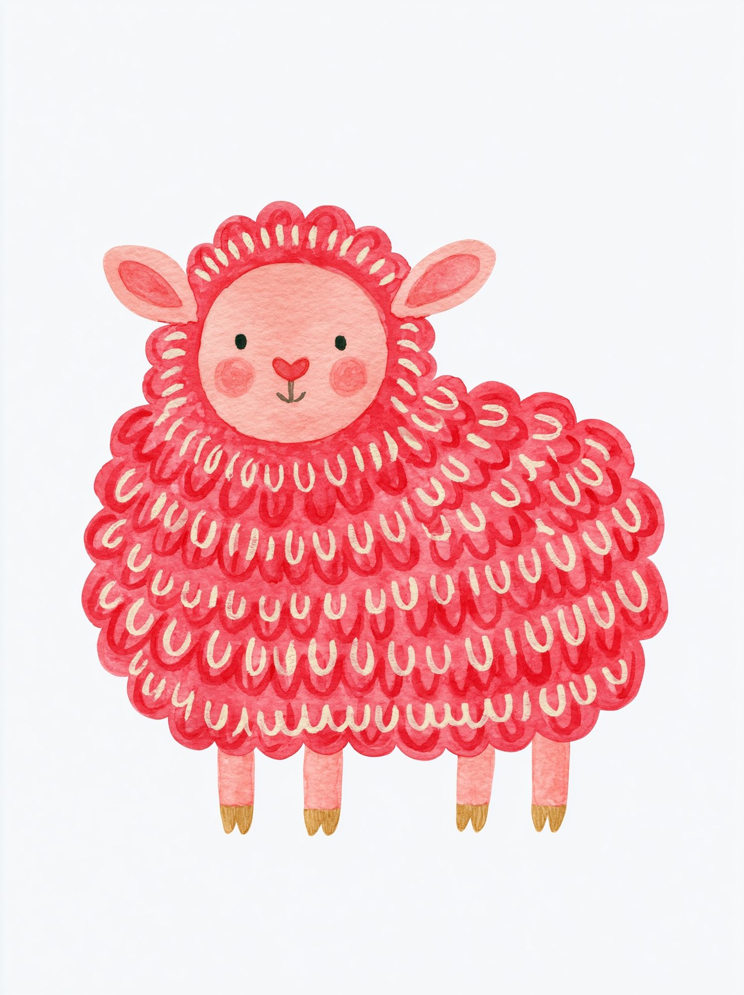 Pink Lamb Watercolor Poster. poster — animals art
