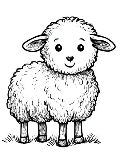 Cute Lamb Line Art Poster. poster