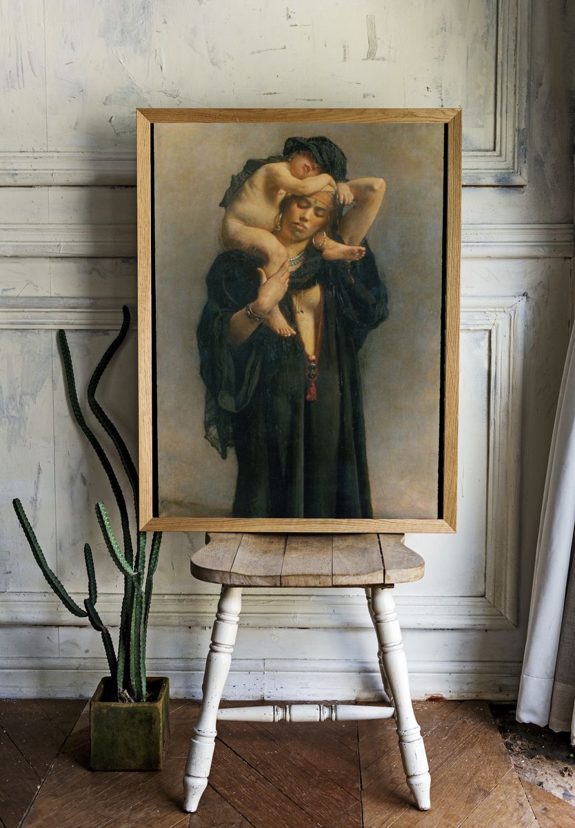 An Egyptian Peasant Woman and Her Child by Léon Bonnat — Art Print. room preview