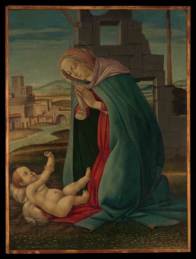 Madonna Adoring the Child by Botticelli (Alessandro di Mariano Filipepi) — Art Print.