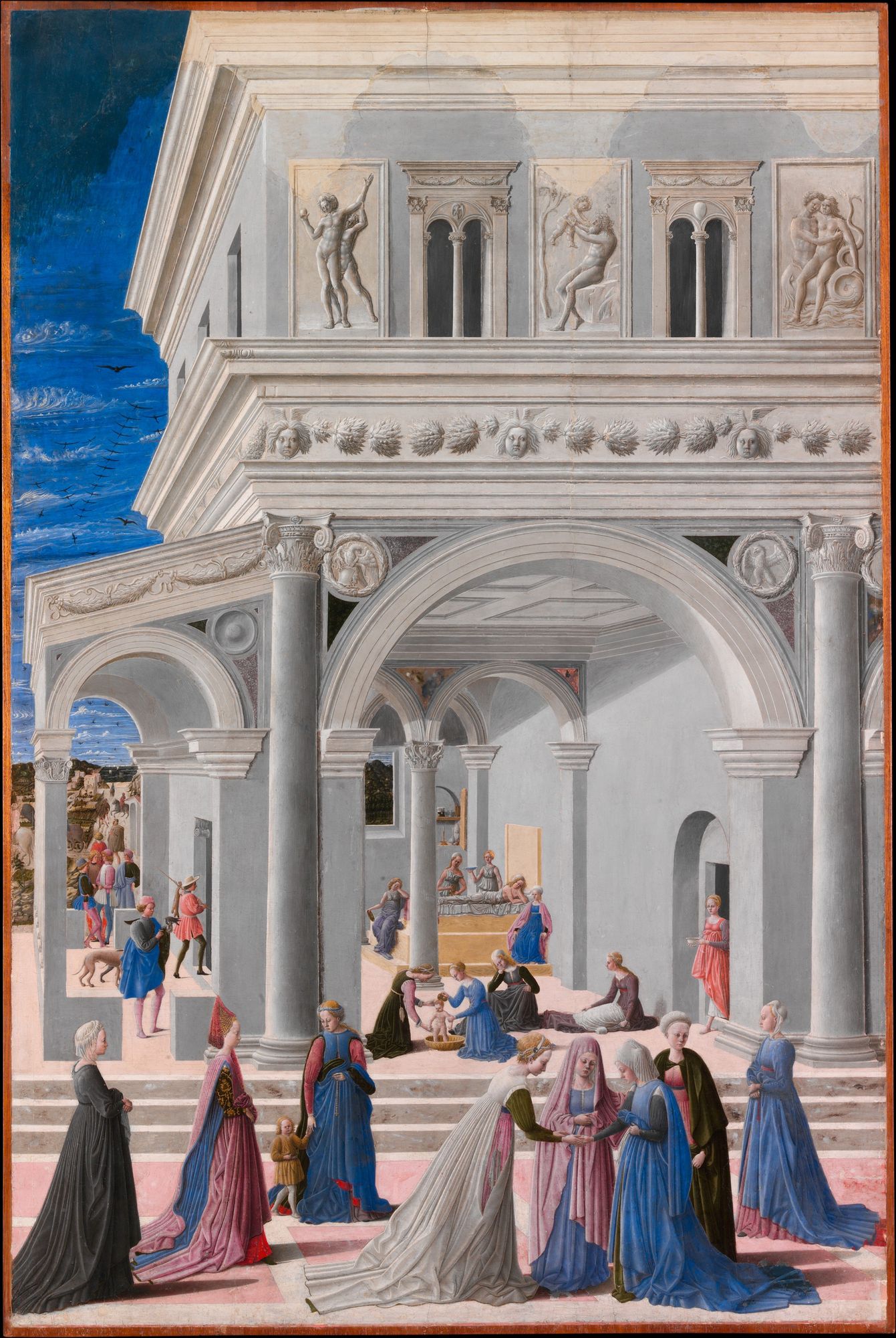 The Birth of the Virgin by Fra Carnevale (Bartolomeo di Giovanni Corradini) — Art Print. poster — fine-art art