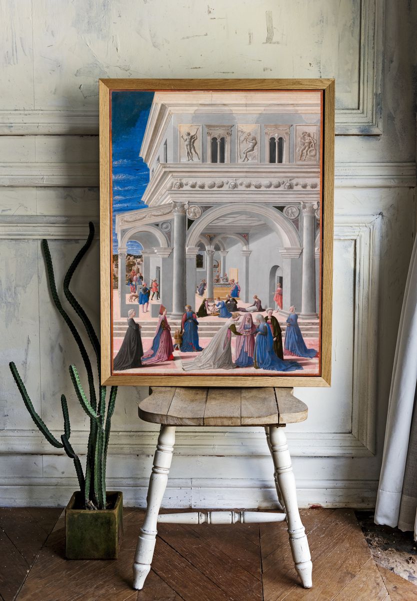 The Birth of the Virgin by Fra Carnevale (Bartolomeo di Giovanni Corradini) — Art Print. — room view 1
