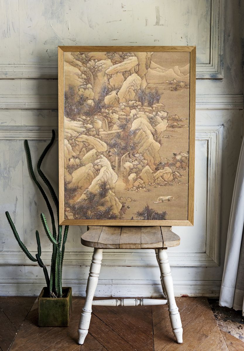 Boating amid Snowy Streams and Mountains by Lan Meng — Art Print. — room view 1