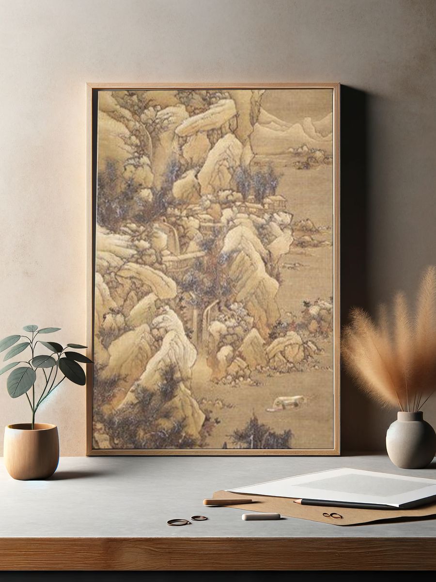 Boating amid Snowy Streams and Mountains by Lan Meng — Art Print. — room view 2