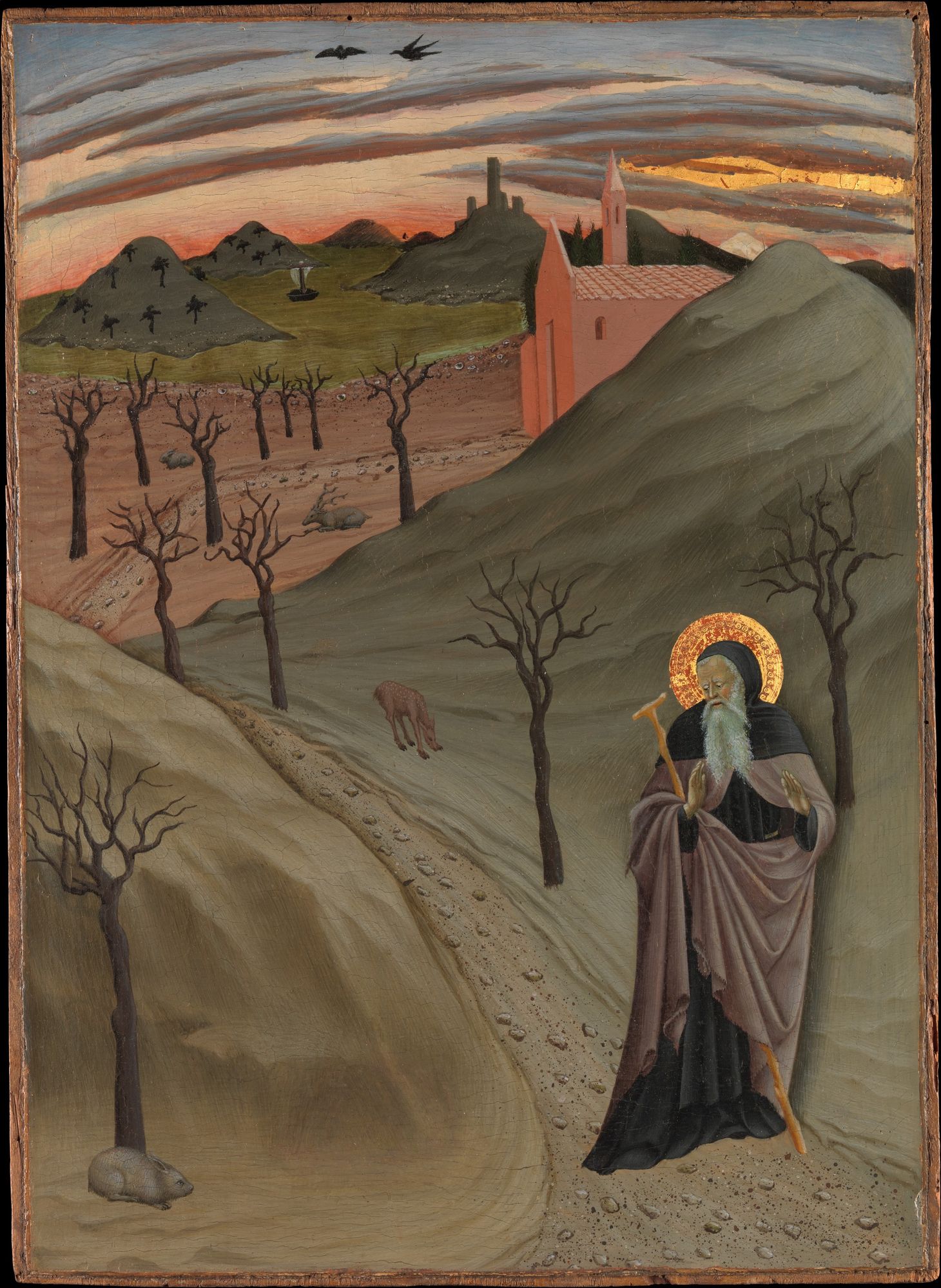 Saint Anthony the Abbot in the Wilderness by Sano di Pietro (Ansano di Pietro di Mencio) — Art Print. poster detail