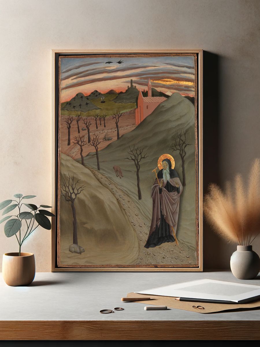 Saint Anthony the Abbot in the Wilderness by Sano di Pietro (Ansano di Pietro di Mencio) — Art Print. — room view 2