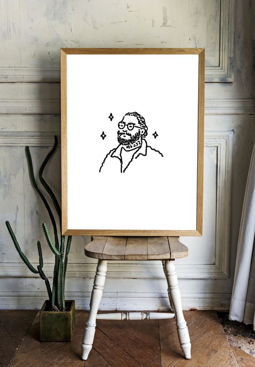Stylish Man — Line Art Print. — room view 1