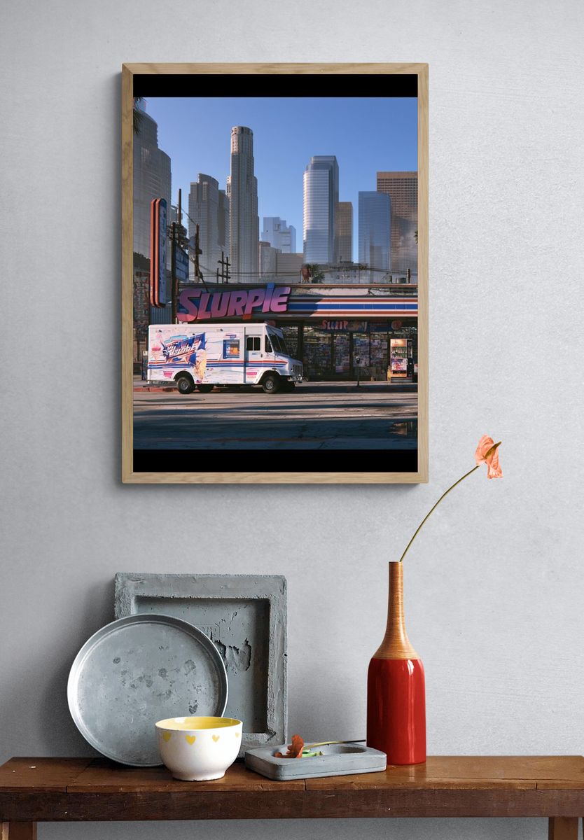 Los Angeles Street Scene Photography Poster. — room view 3